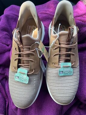 Skechers Brown and Tan Slip-On Knit Sport Sneakers